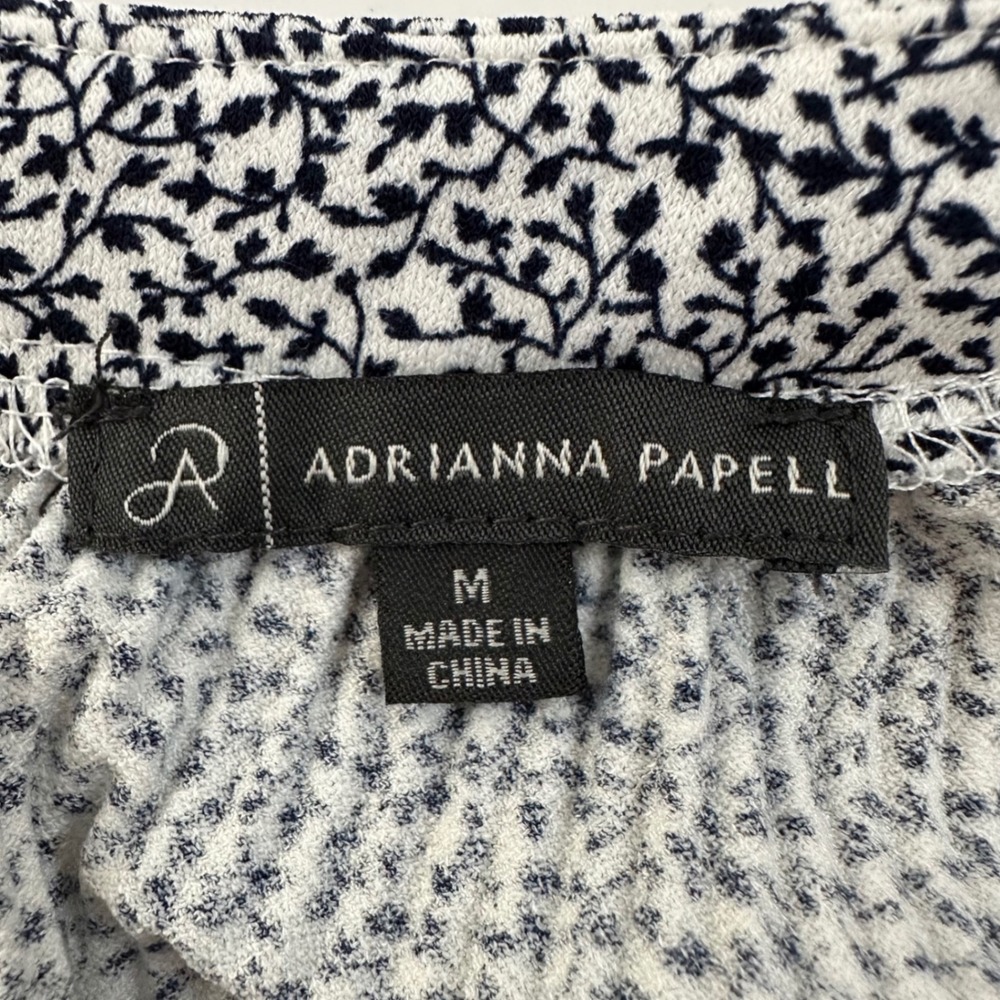 Adrianna Papell Blouse Women Size M Black White Floral Halter Sleeveless Top - Picture 2 of 10